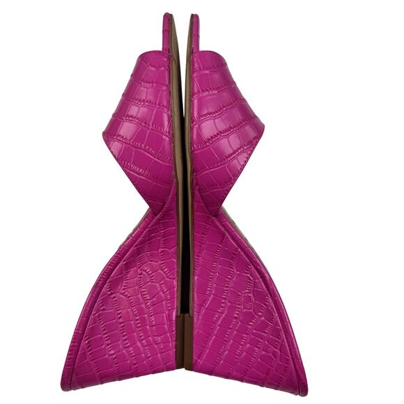 Sam Edelman Tesma Pink Croc Embossed Leather Wedge Mules Women's Size 8.5 - Picture 6 of 11